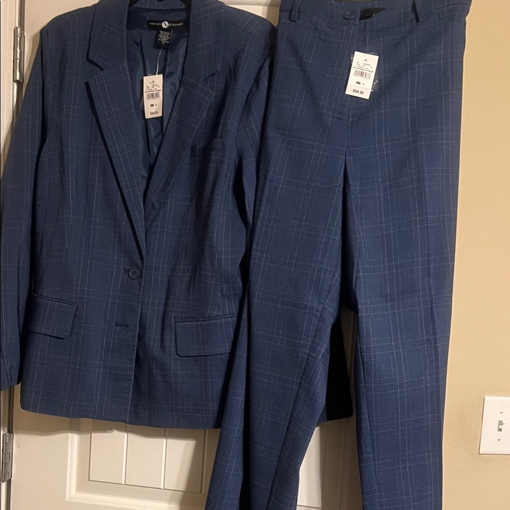 Ashley Stewart Navy Checkered Suit